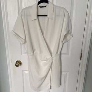 Zara White Mini Wrap Dress